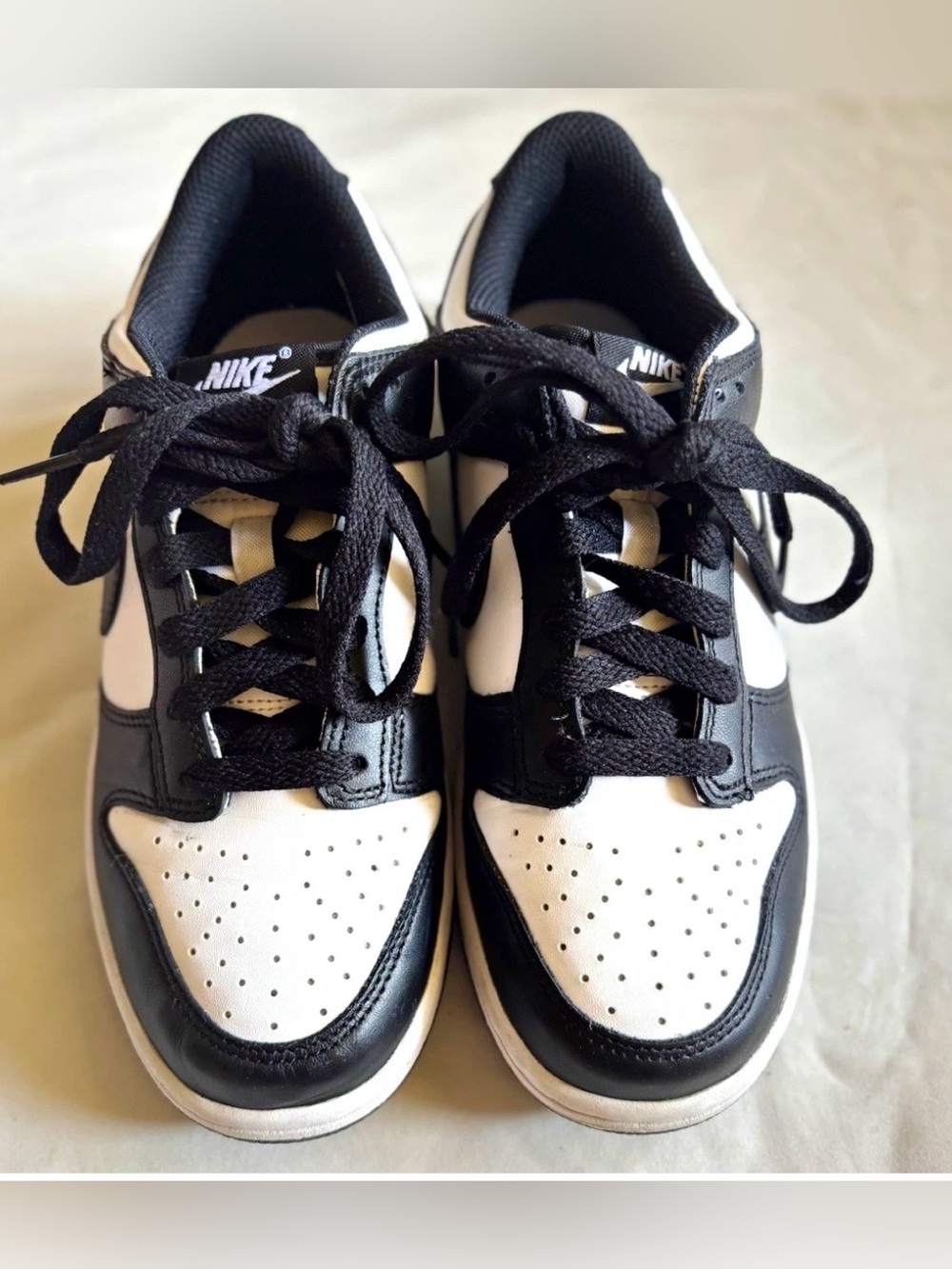 Nike Dunk Low Black/White Unisex 5.5Y/7 Women’s, Leather Low Top CW1590-100